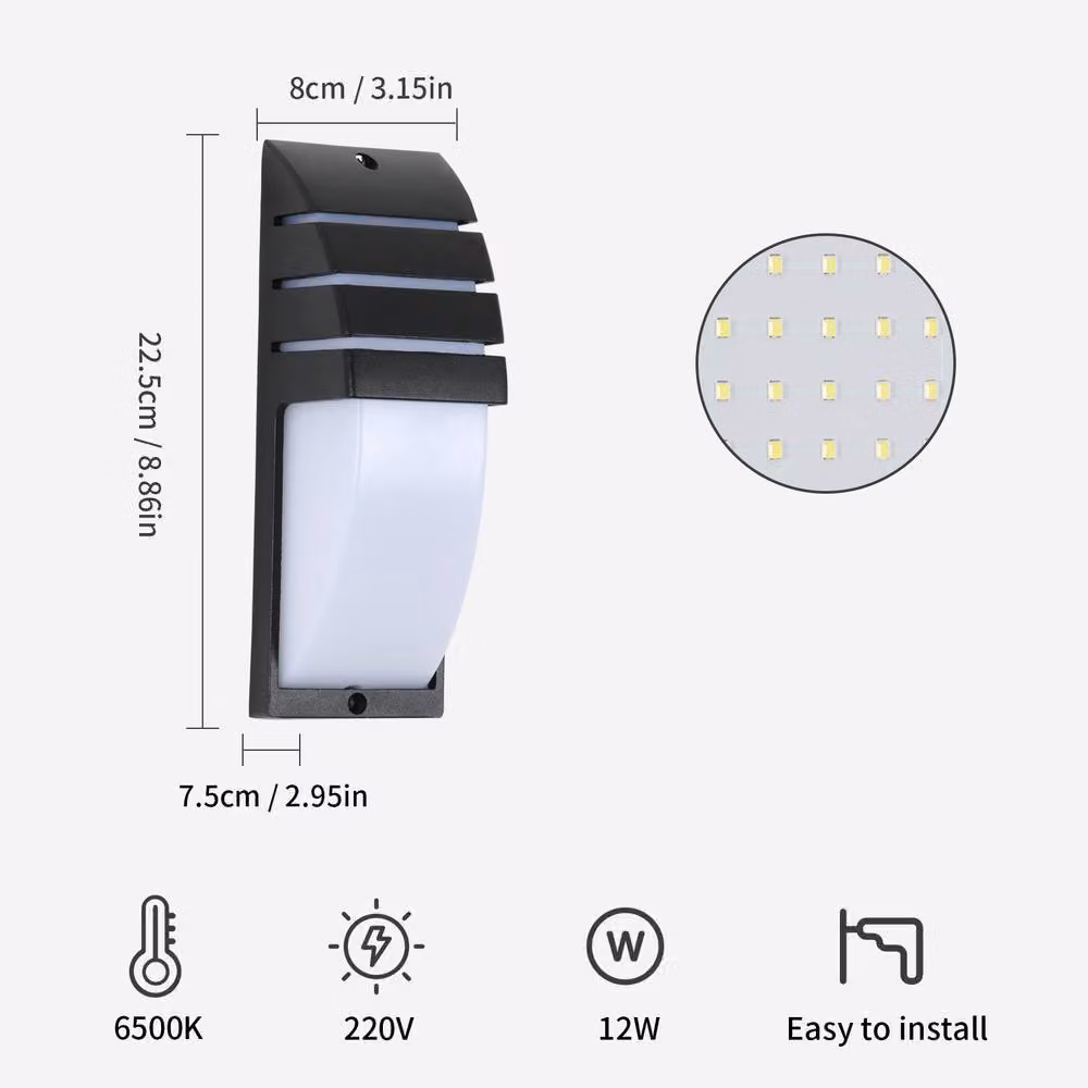 Pheashine 2-Pack LED Outdoor Wall Lights, 12W 6500K Cool White, Black Aluminium Up and Down Exterior Fixtures – 4