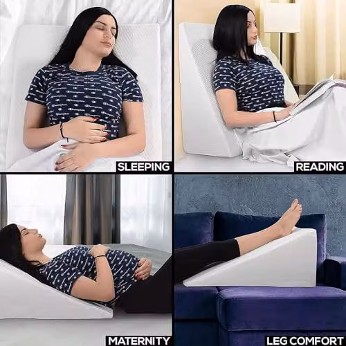 MantraRaj Memory Foam Bed Wedge Pillow with Removable Washable White Cover for Back Support, Acid Reflux, and Orthopaedic Relief – 3