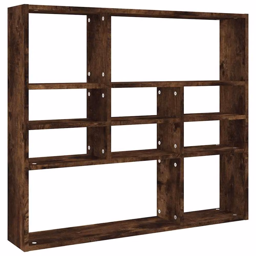 Berkfield Home Wall Mounted Smoked Oak Shelf, Brown, W: 90 cm, D: 16 cm, H: 78 cm – 3
