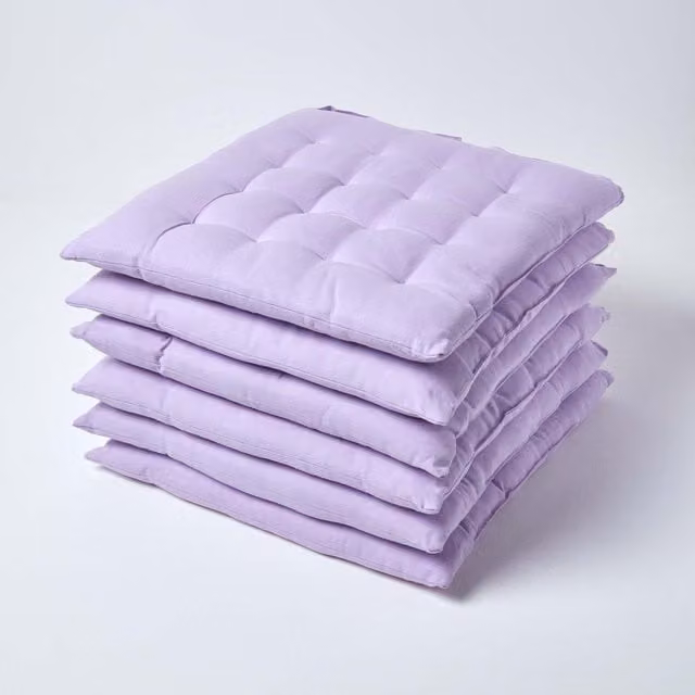 Homescapes Luxury 100% Cotton Seat Pad in Purple, W/D/H: 40 x 40 x 4 cm