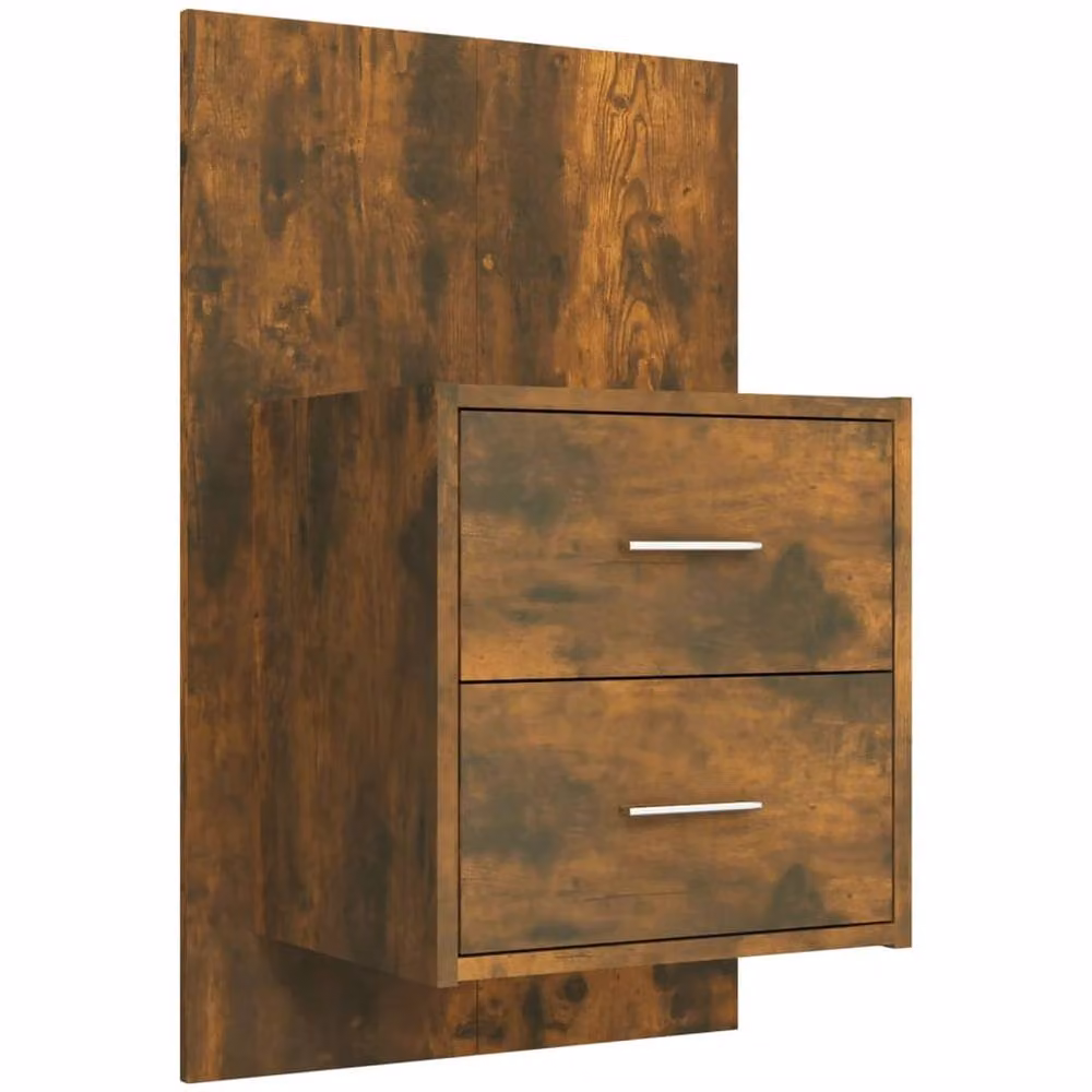 Berkfield Home Bed Headboard with Integrated Nightstands in Smoked Oak Brown Engineered Wood – 4