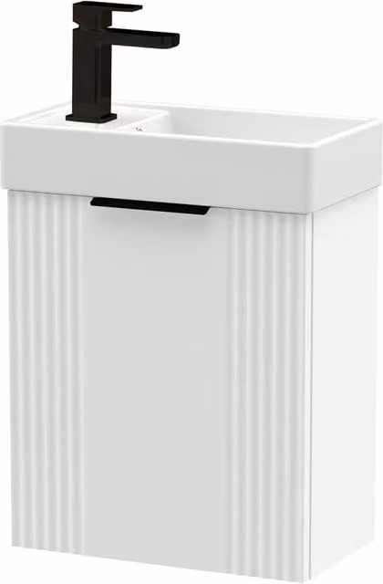 Balterley White Wall Mounted Bathroom Vanity Unit with Black Handle