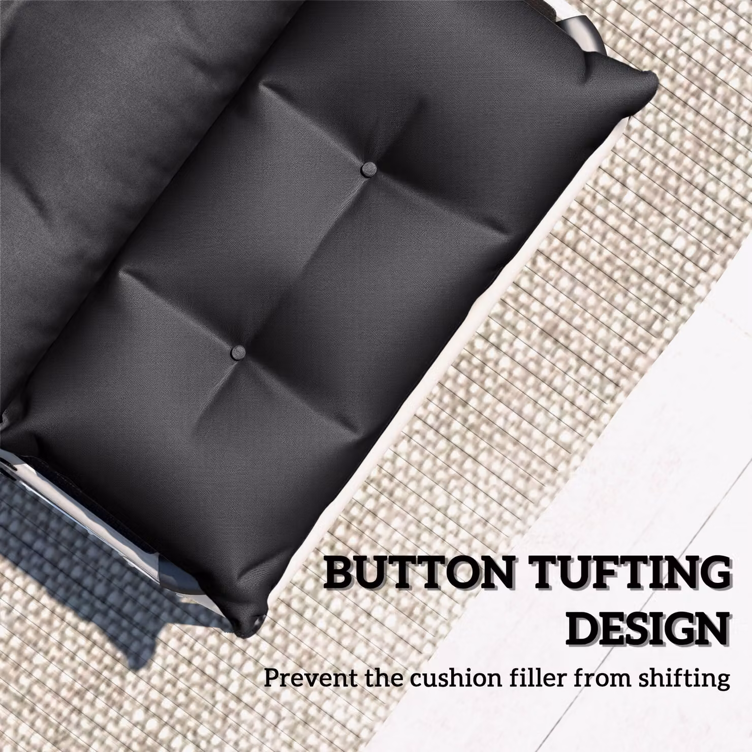 Outsunny Set of Two Black Polyester Sun Lounger Cushions, 190 x 56 cm – 6