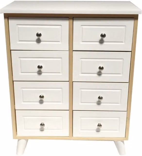 Topfurnishing White 8 Drawer Hallway and Bedside Storage Cabinet