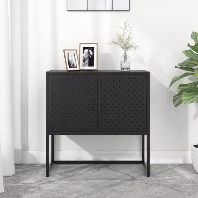 Berkfield Home Matt Black Metal Sideboard W/D/H: 75 x 35 x 75 cm