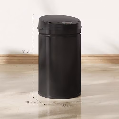 HOMCOM 30L Automatic Sensor Bin with Soft-Close Lid in Black – 3