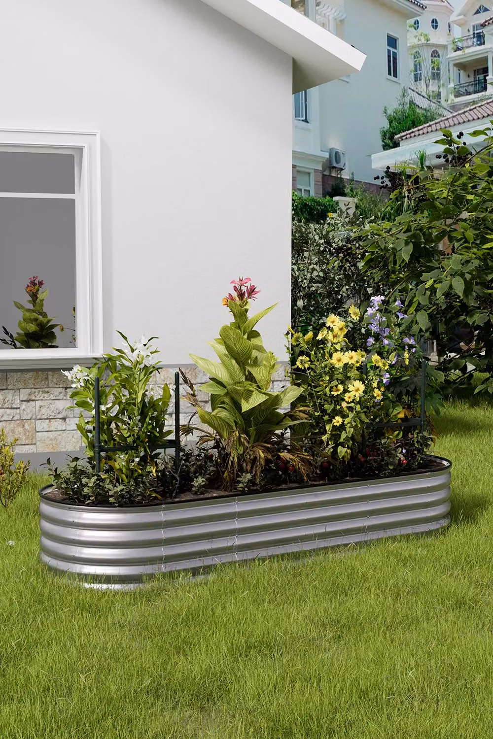 Living and Home Galvanised Steel Raised Garden Bed in Silver, W/D/H: 80 x 42 x 80 cm – 3