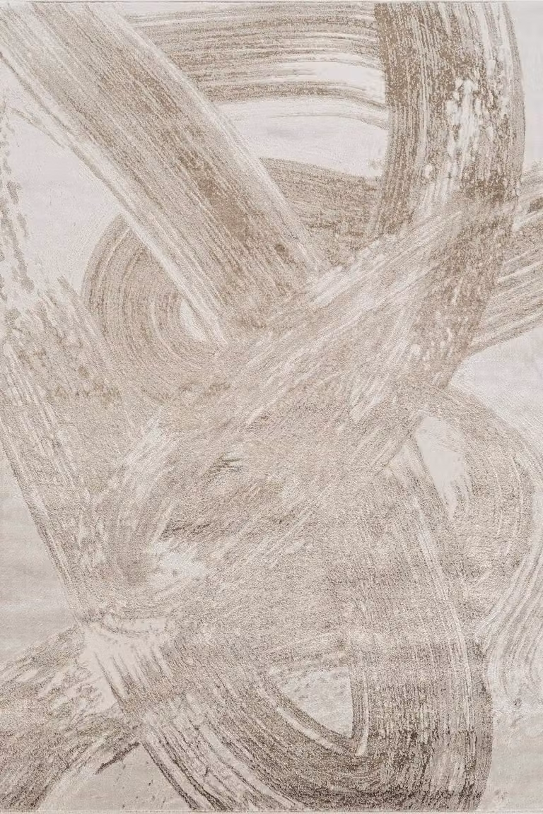 Desire Rugs Elysium Modern Abstract Area Rug in Beige, Gold and Grey, W: 200 cm, D: 290 cm