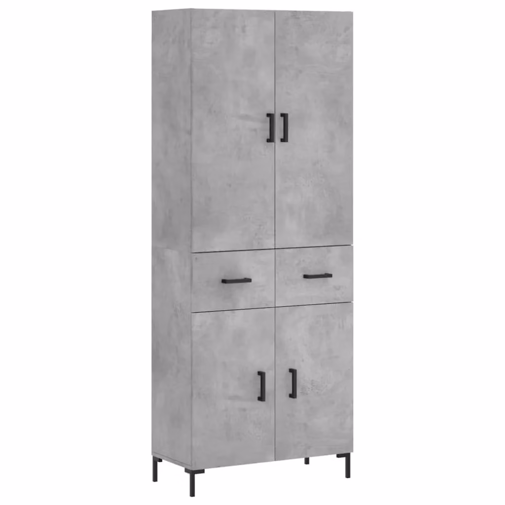 Berkfield Home Highboard in Concrete Grey, W/D/H: 69.5 x 34 x 180 cm – 2