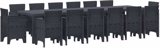 Berkfield Home 15 Piece Anthracite Poly Rattan Garden Dining Set with Cushions in Dark Grey – 1
