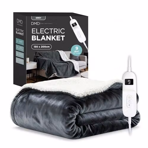 DMD Collective Grey Fleece and Sherpa Electric Heated Blanket Throw, W/D/H: 150 x 200 cm – 8