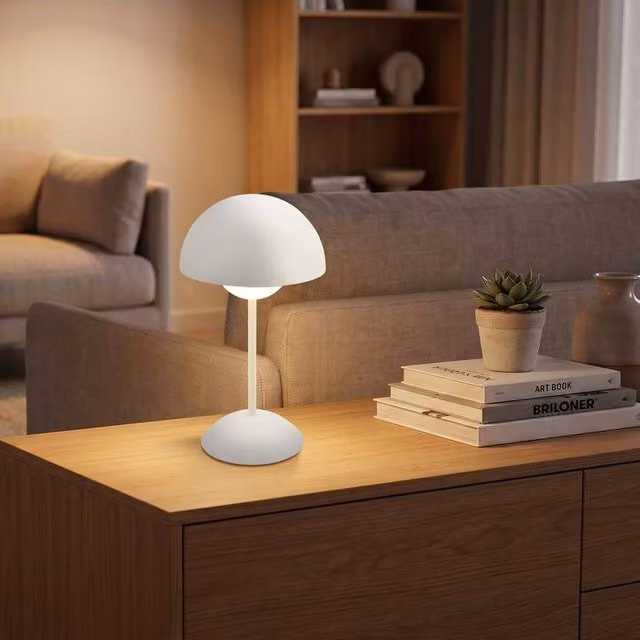 Briloner White Rechargeable LED Sphere Table Lamp with Dimmable Warm White Light – 1
