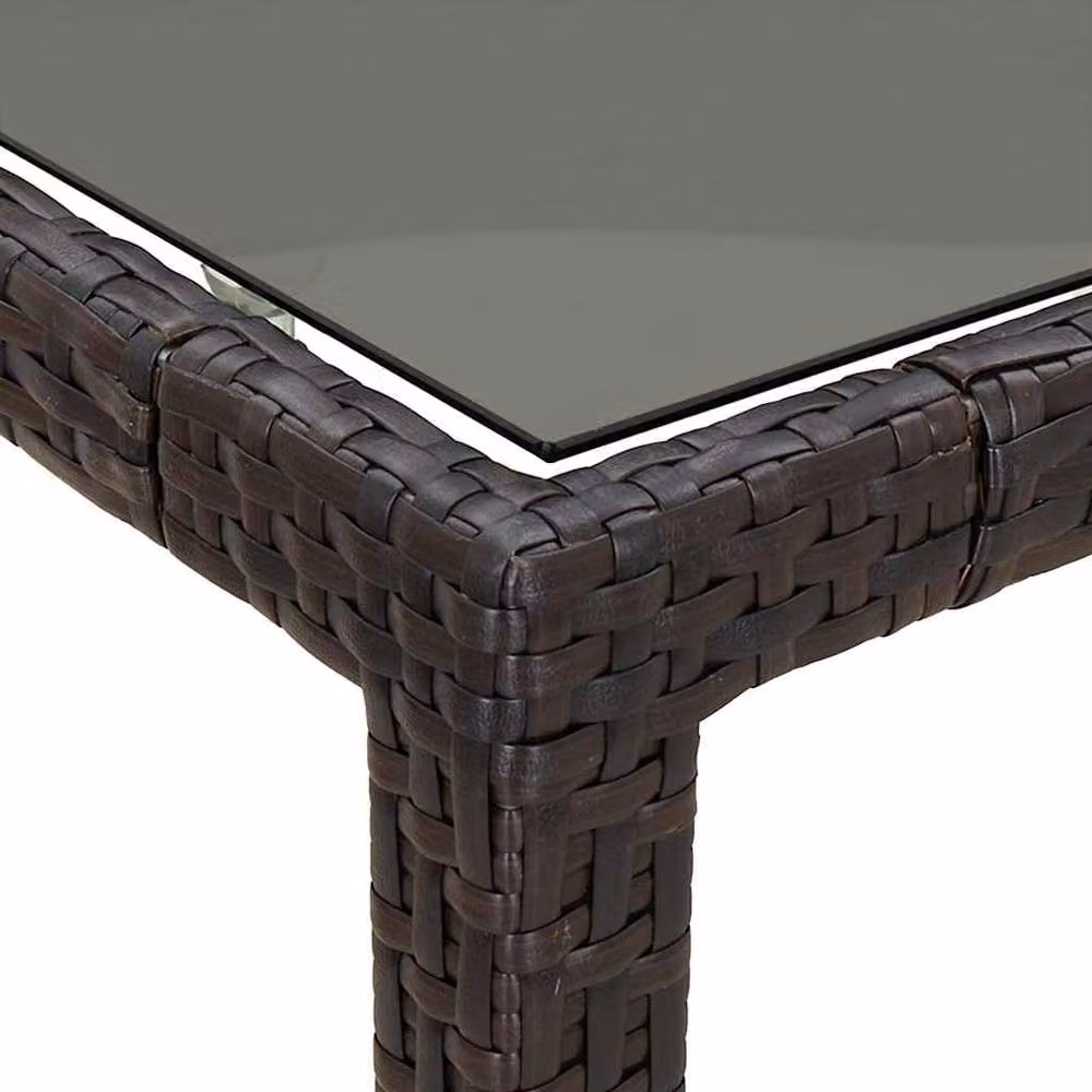 Berkfield Home Modern Brown Poly Rattan Garden Dining Table W/D/H: 90 x 90 x 75.5 cm – 4