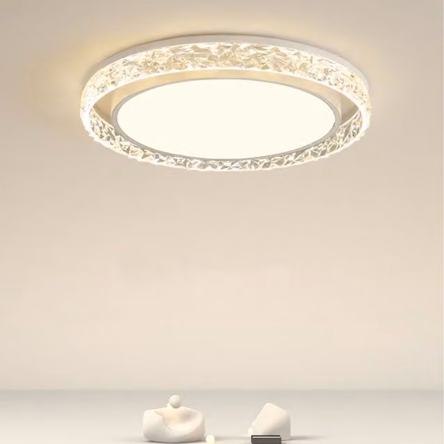 Crystal LED Flush Fitting Ceiling Light in Clear and White with 3 Colour Temperatures