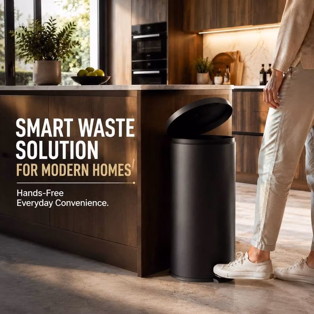 FORGEVIO 30L Stainless Steel Pedal Bin with Removable Inner Bucket in Black – 2