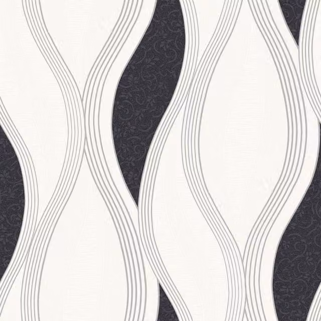 Direct Wallpapers Wave Textured Black Abstract Geometric Vinyl and Paper Wallpaper