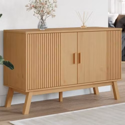 vidaXL OLDEN Sideboard in Brown Waxed Solid Pine Wood, W/D/H: 114 x 43 x 73.5 cm – 2
