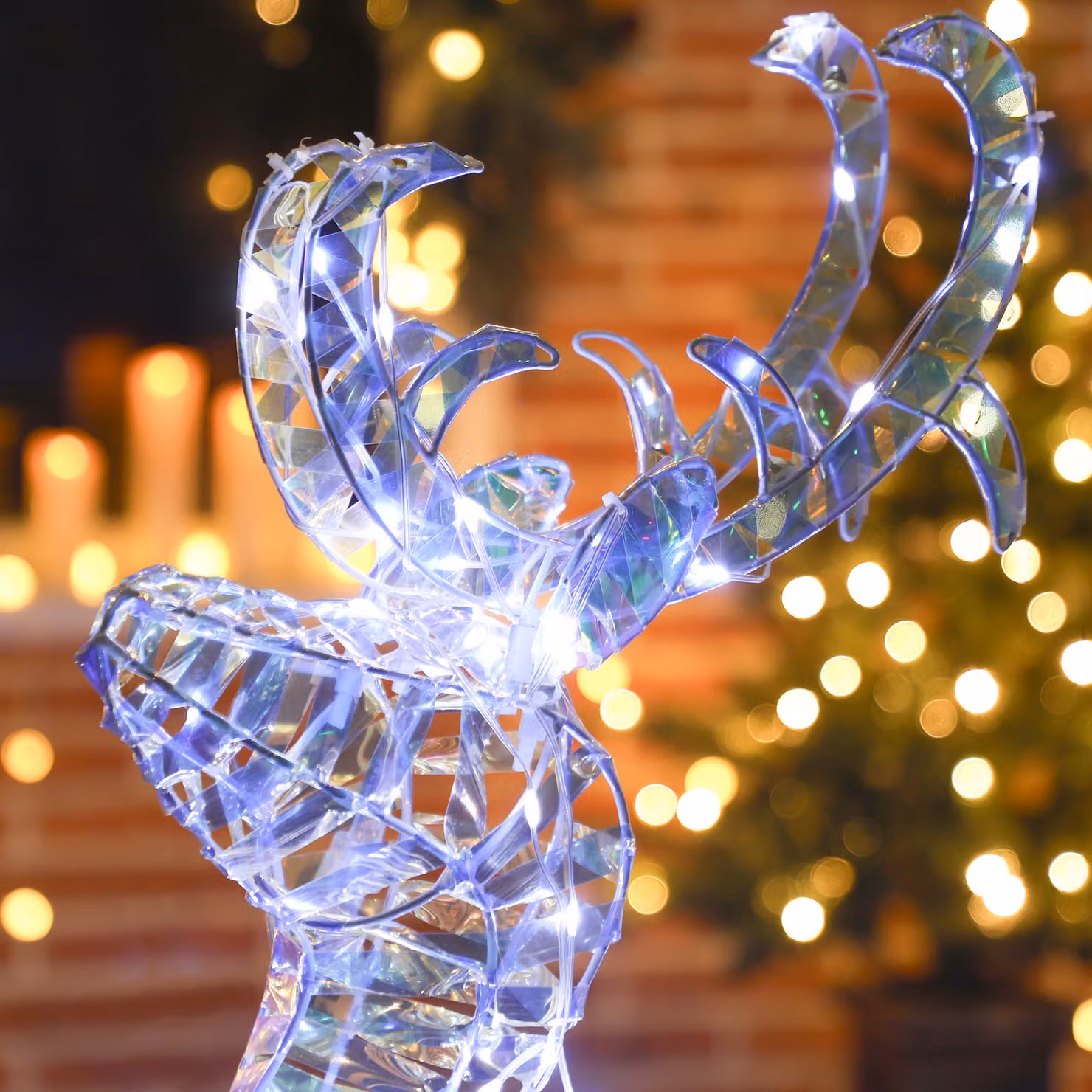 Outsunny Silver Lighted Christmas Reindeer with Sleigh featuring 170 Warm White LED Lights for Outdoor Holiday Decor – 7