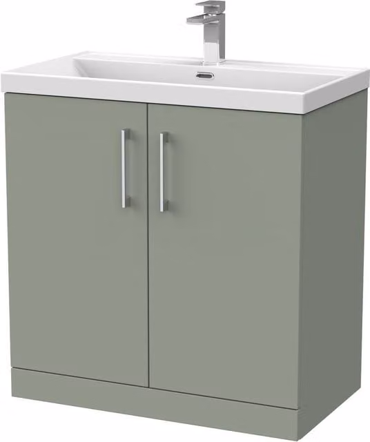 Balterley Pershall 2 Door Freestanding Bathroom Vanity with Thin Edge Basin, Reed Green