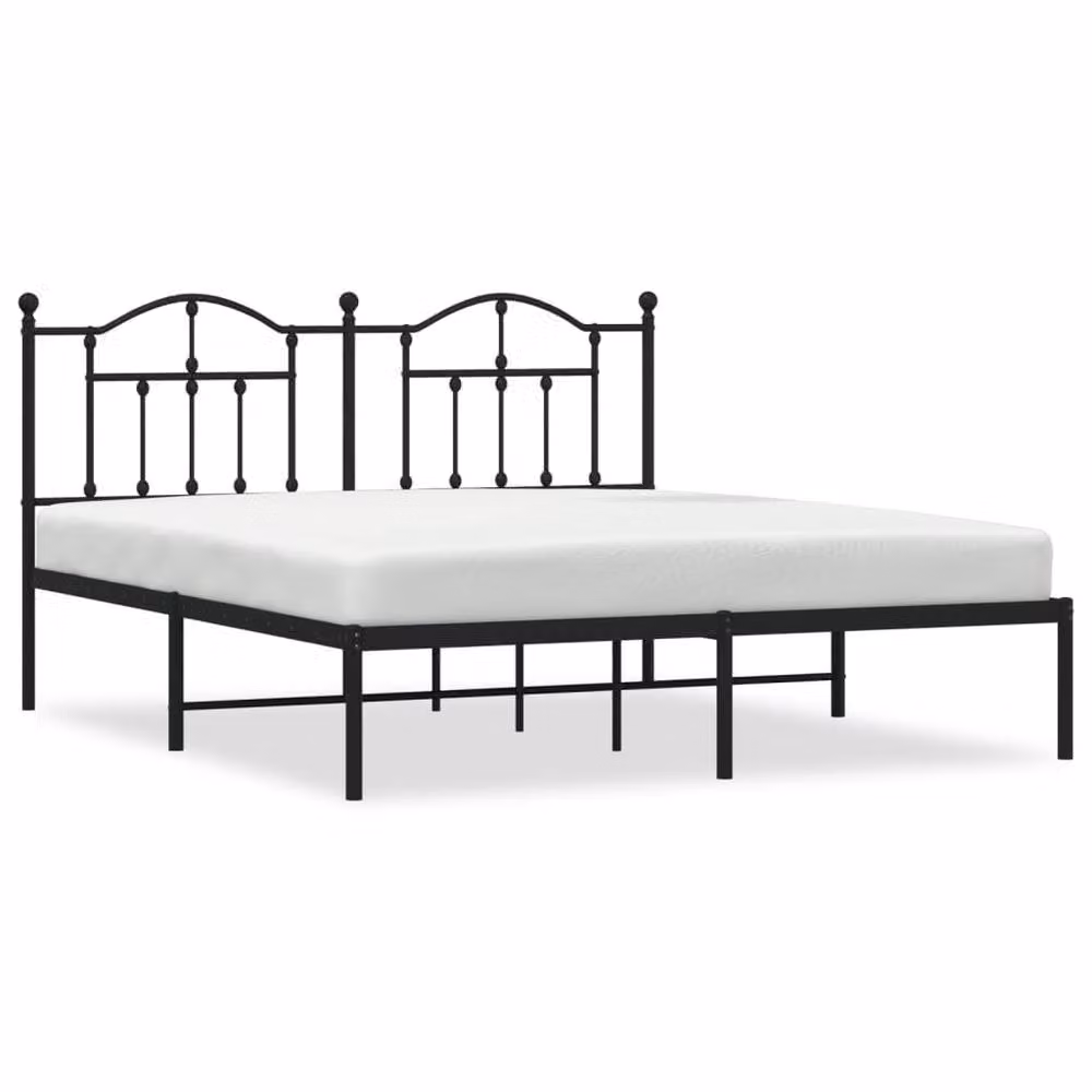 Berkfield Home Metal Bed Frame with Headboard in Black, W: 160 cm, D: 200 cm – 2