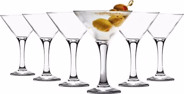 LAV Misket Martini Cocktail Glasses, Clear, 175ml, Pack of 6