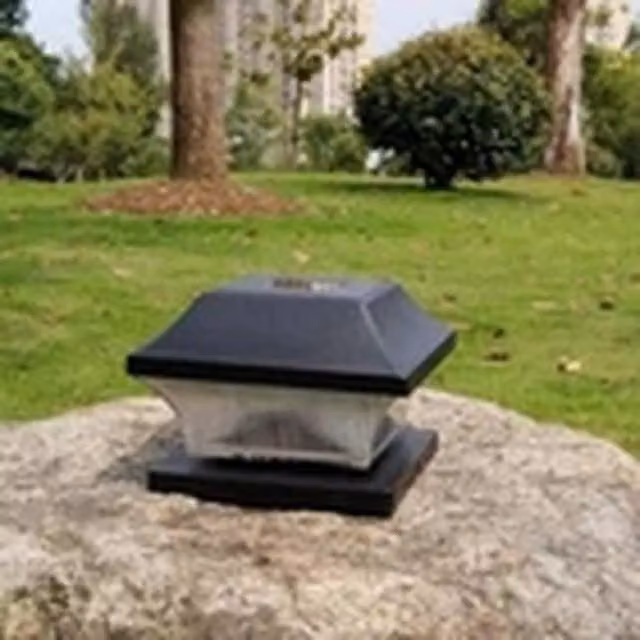 EONLION Solar LED Square Outdoor Deck Post Light in Black