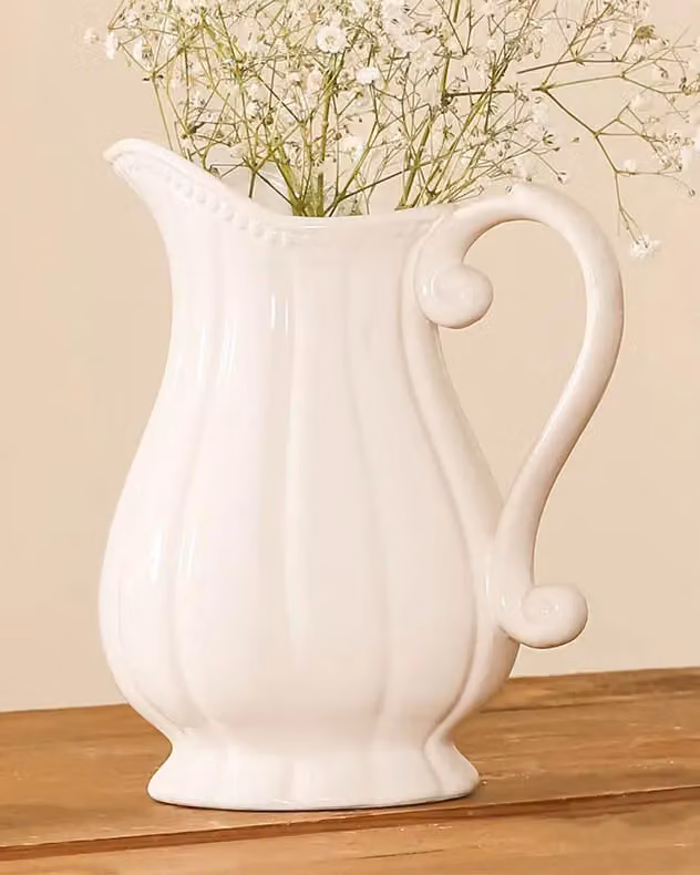 Dibor Gladestry Classical Ceramic Pitcher Flower Vase in White – 3