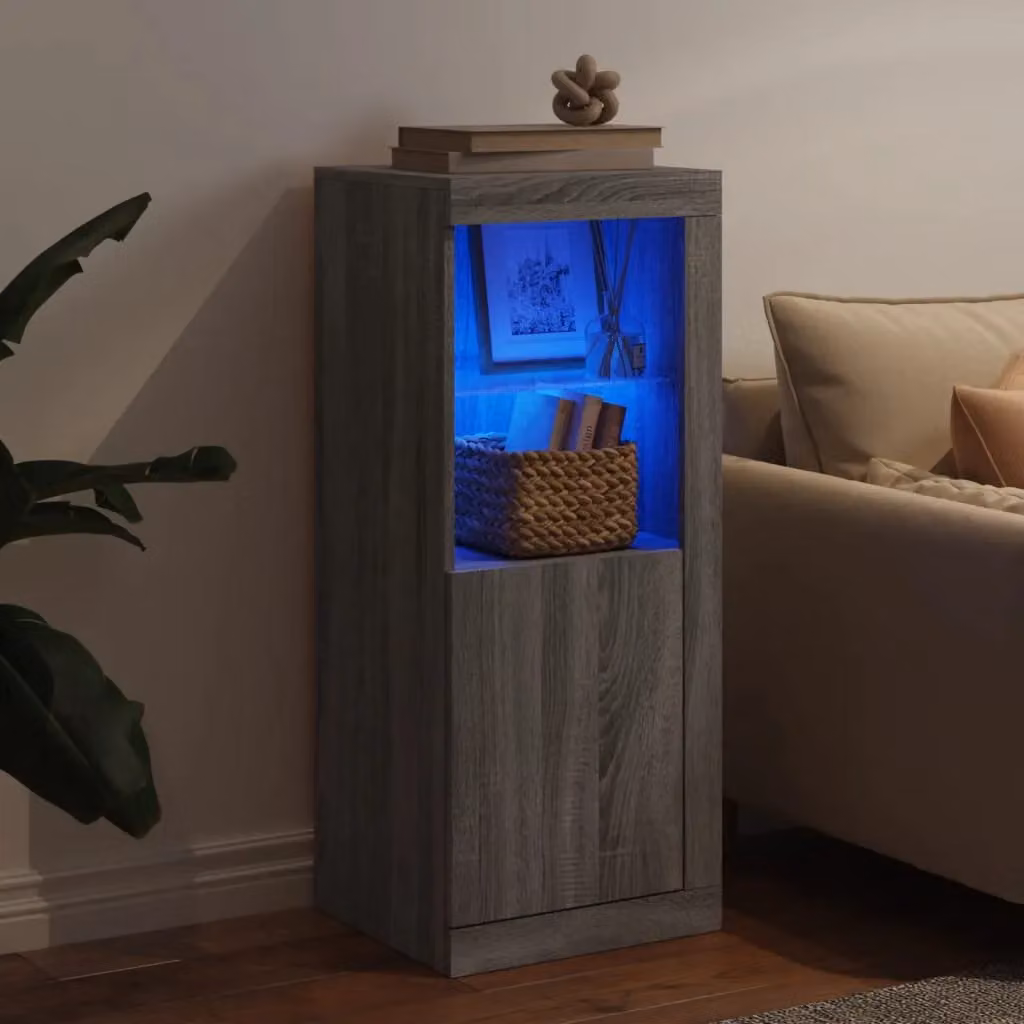 Berkfield Home Modern Grey Sideboard with Integrated LED Lighting W: 41 cm, D: 37 cm, H: 100 cm – 3