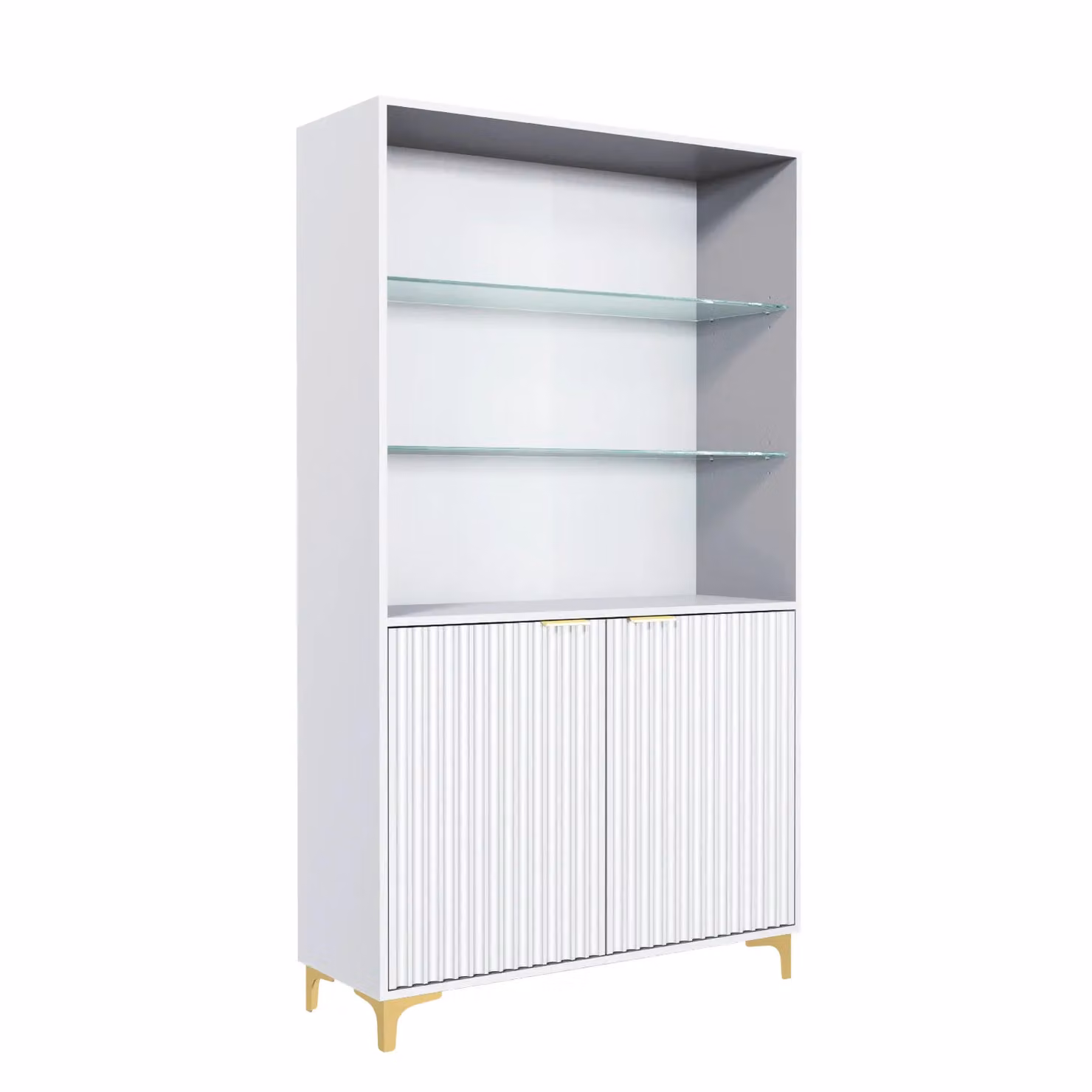 Creative Furniture Tide Crest Modern Fluted Display Cabinet in Grey, White or Gold, Height: 175 cm – 2