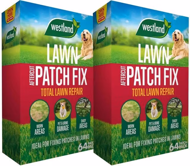 Marshalls Garden Aftercut 64 Patch Fix Twin Pack of 2 Seed, Feed and Moisture Granules in Brown