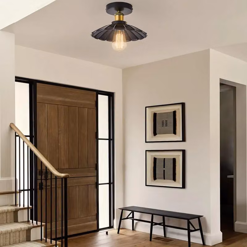 Garwarm Industrial Aluminium Flush Mount Ceiling Light, Pack of 2, Black – 7