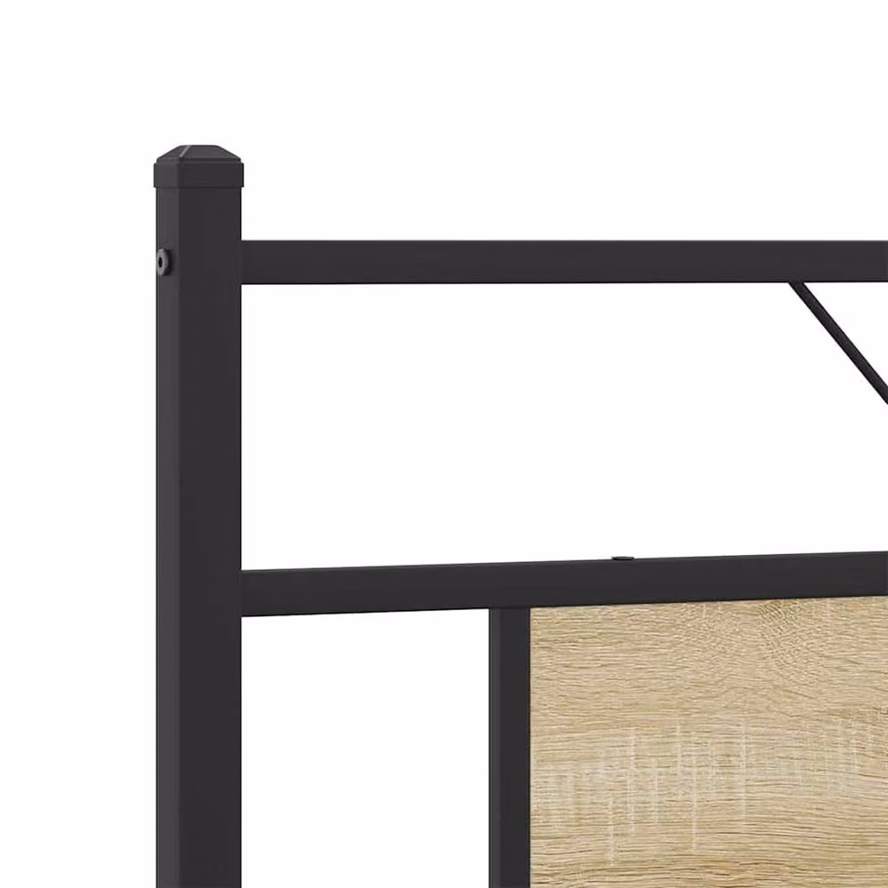 Berkfield Home Metal and Wood Bed Frame in Sonoma Oak and Black, W/D/H: 180 x 200 x 91.5 cm – 4