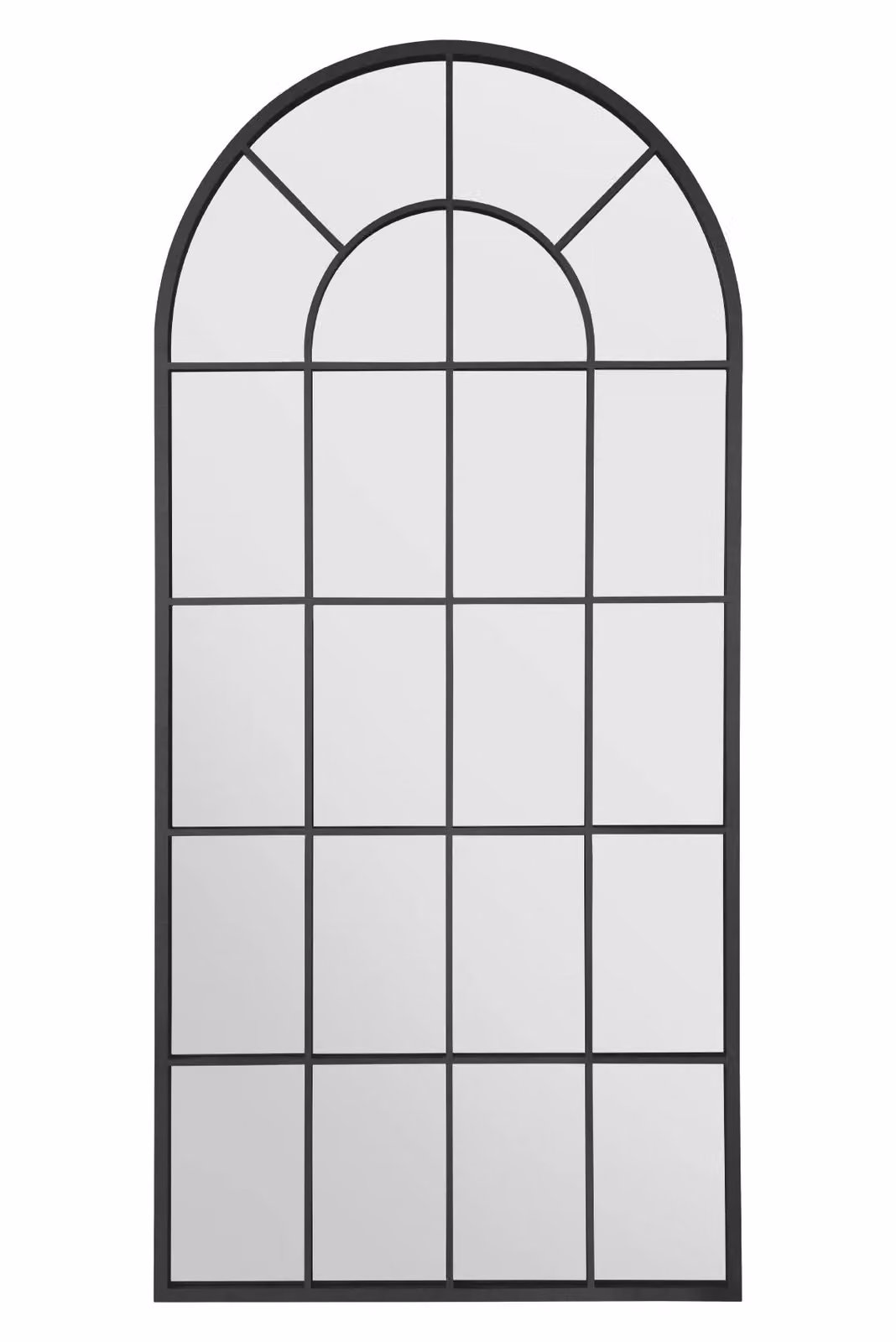 MirrorOutlet The Arcus Black Framed Arched Window Leaner/Wall Mirror H: 180 cm, W: 85 cm – 2