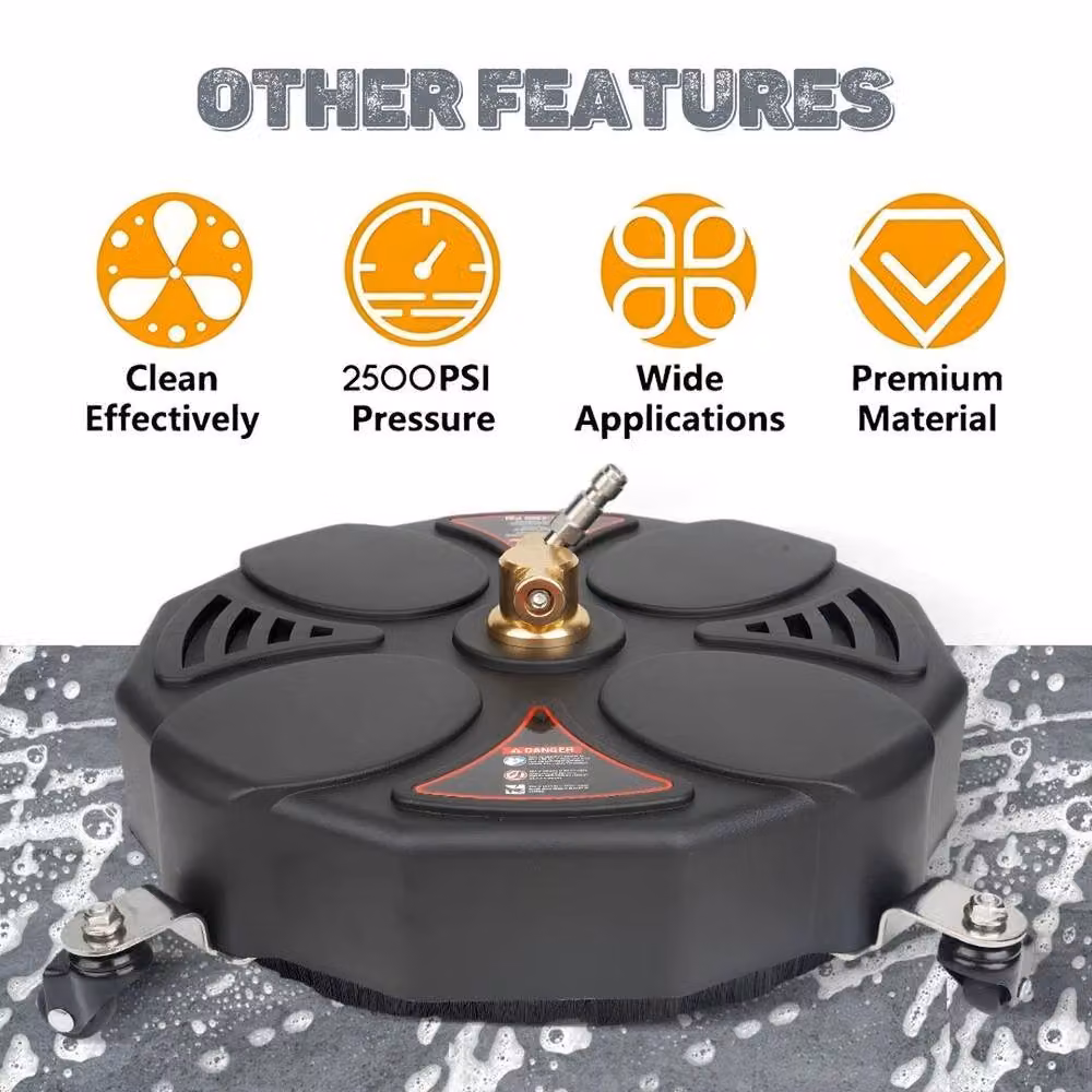 SPETLEK 13 inch Power Pressure Washer Nozzle Patio Surface Cleaner in Black – 3