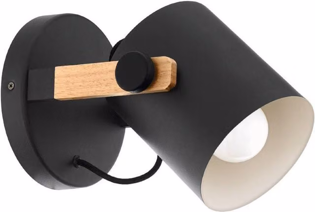 Eglo Hornwood Retro Metal and Wood Wall Spot Light in Brown – 1