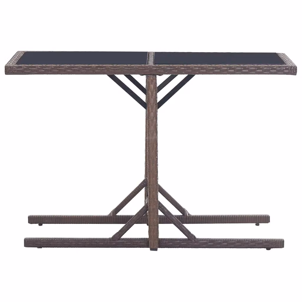 Berkfield Home Brown Poly Rattan and Glass Garden Table W/D/H: 110 x 53 x 72 cm – 2