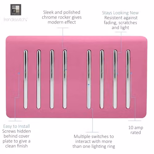 Trendi Modern Pink Flush Plastic Light Switch – 2