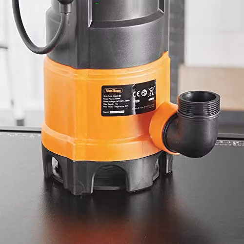 VonHaus 400W Submersible Water Pump in Black with 8m Hose and Float Switch – 6