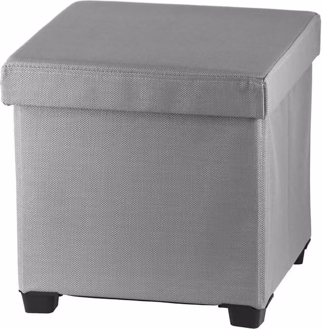 Simpa Folding Storage Ottoman Foot Rest Stool in Light Grey