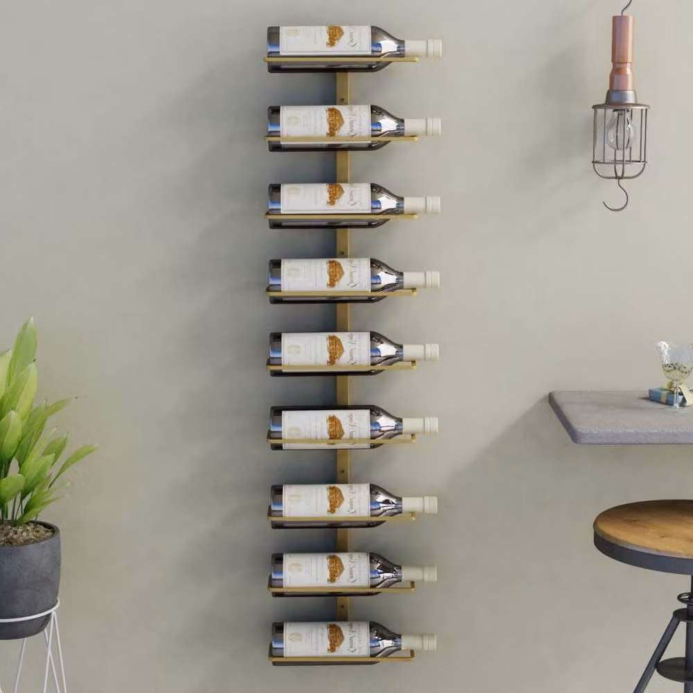 Berkfield Home Gold Metal Wall-mounted Wine Rack for 9 Bottles – 2