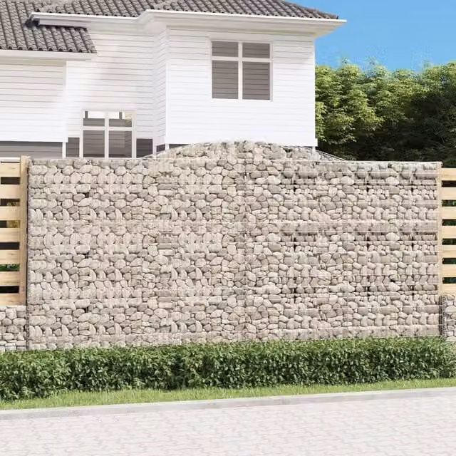 Berkfield Home Arched Gabion Baskets, 2 Piece, Silver Galvanised Steel, W: 400 cm, D: 50 cm, H: 200-220 cm – 1