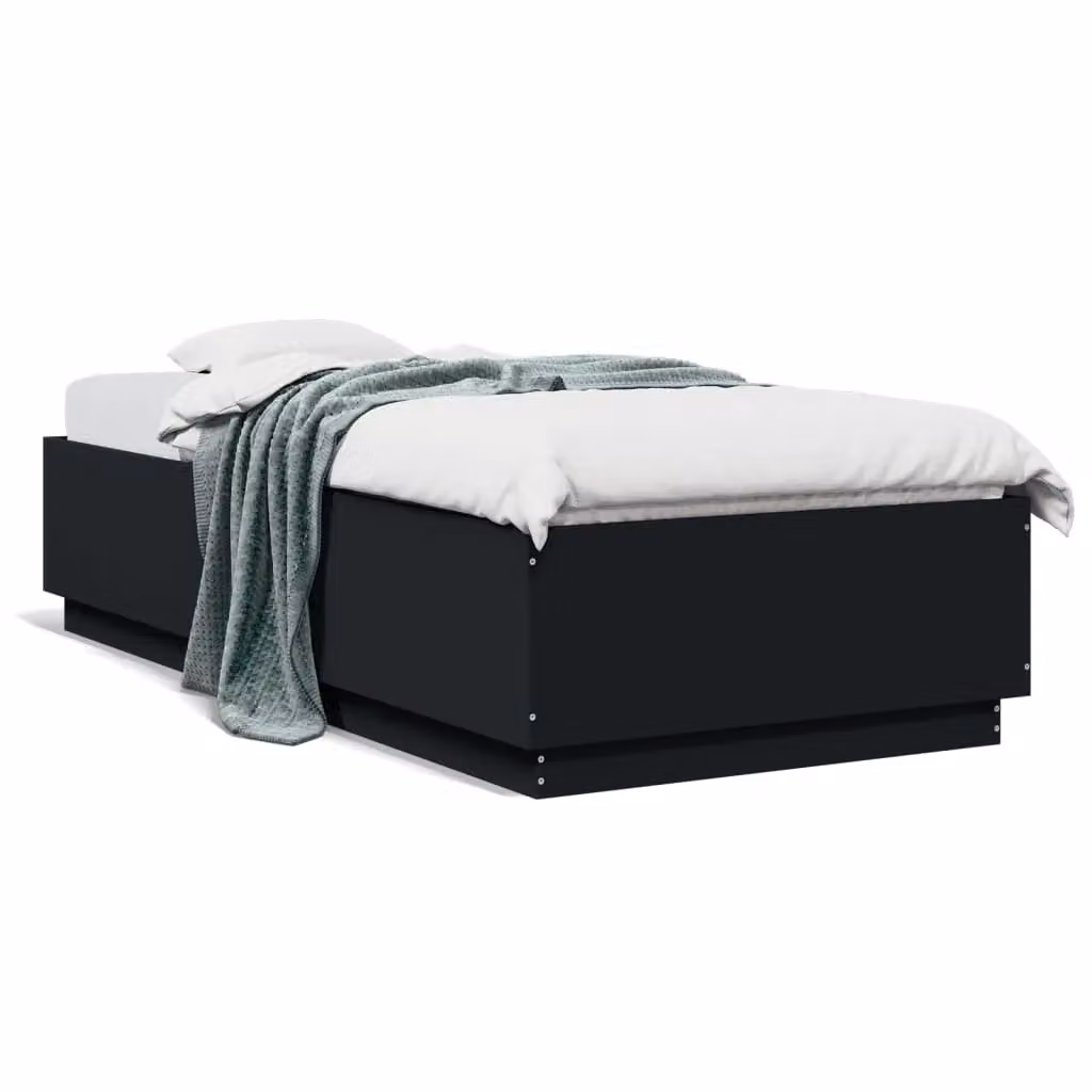 Berkfield Home Black Upholstered Bed Frame, W/D/H: 90 x 200 cm – 2