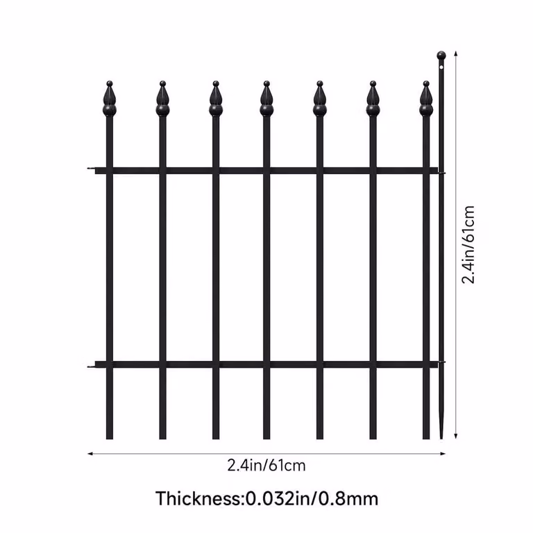 KORVIXA Black Powder-Coated Metal Decorative Garden Fencing Panel, W/D/H: 61 x 61 x 61 cm