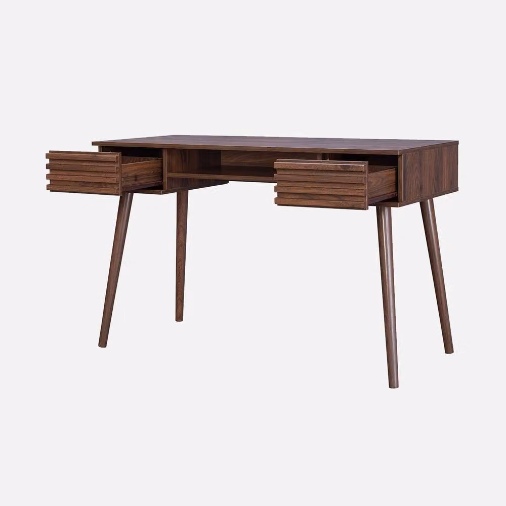 Sweekeek Modern Writing Desk with 2 Drawers in Dark Brown, W/D/H: 120 x 60 x 76.5 cm – 2