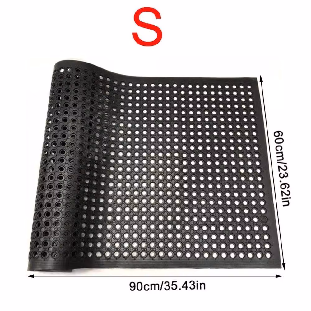 EONLION Heavy Duty Non-Slip Rubber Door Mat, Black, W: 60 cm, D: 90 cm – 2