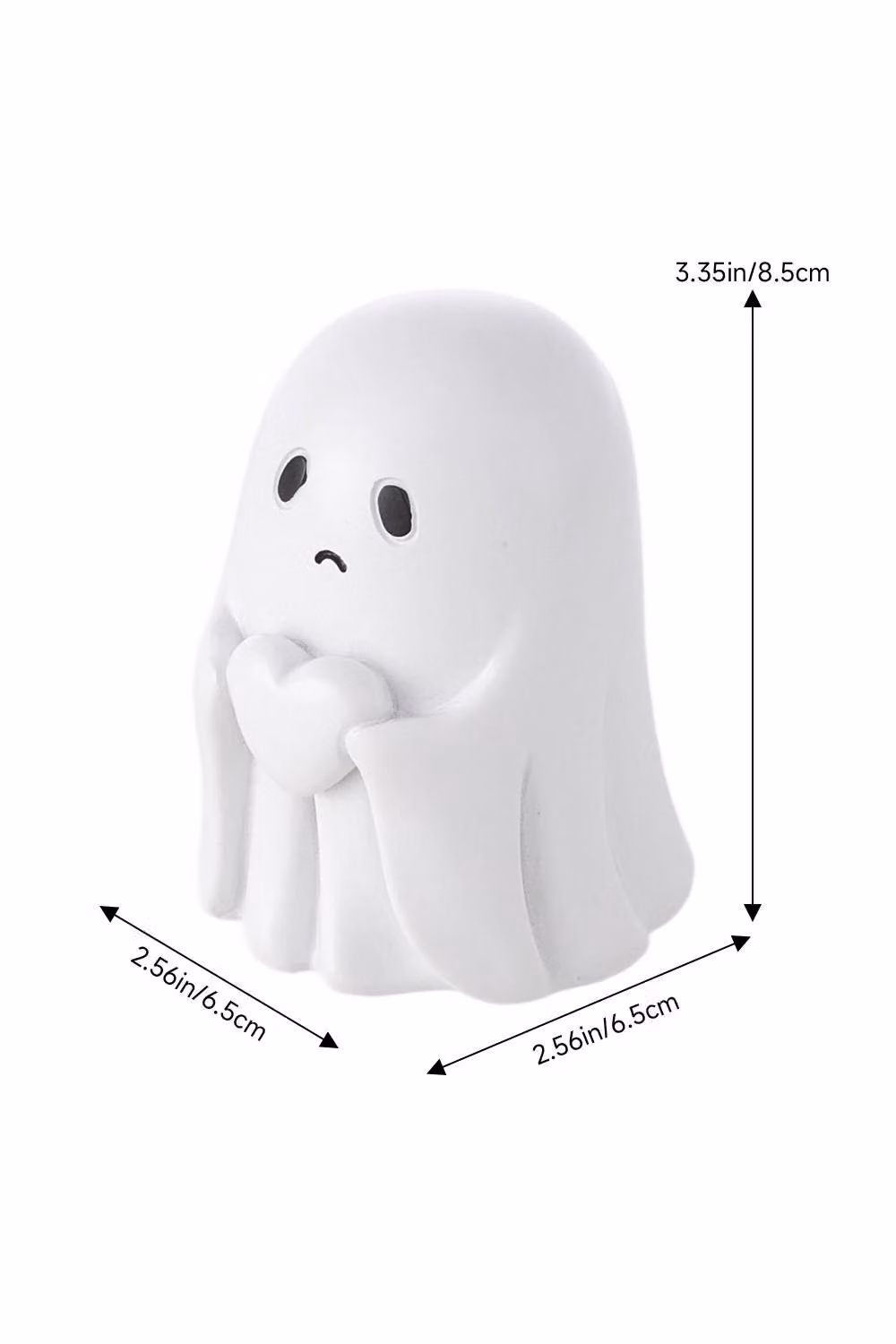 H&O Direct Mini Halloween Ghost Ceramic Figurine Holding a White Heart Tabletop Decor – 2
