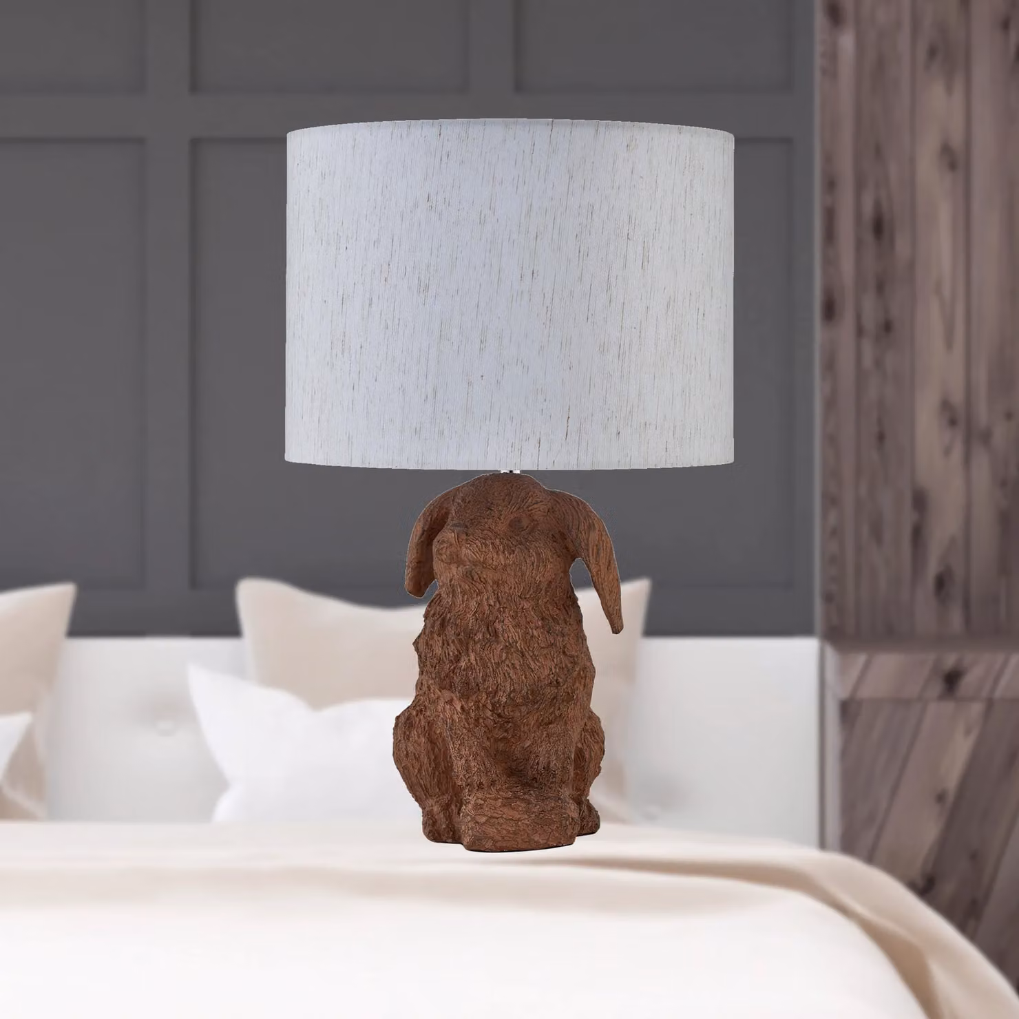 First Choice Lighting Lily Bunny Table Lamp in Brown with Fabric Shade – 2