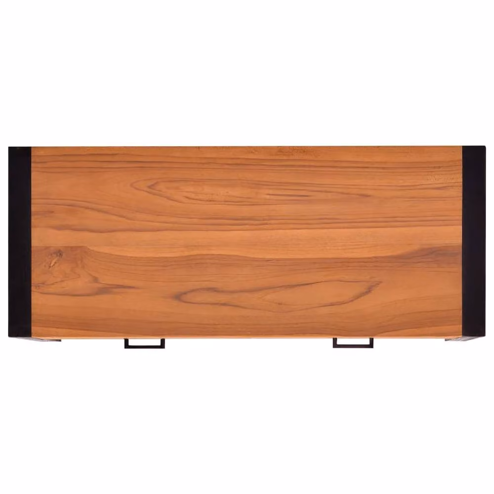 Berkfield Brown Teak Wood Writing Desk with 2 Drawers, W/D/H: 100 x 40 x 75 cm – 4