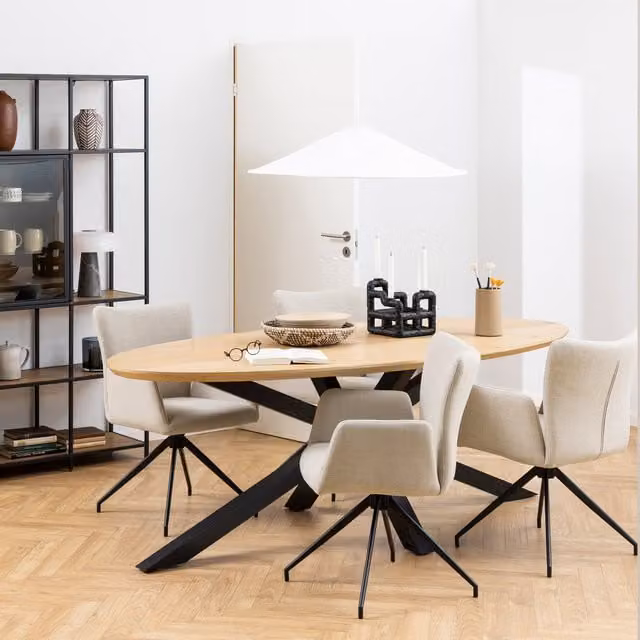 Furniture To Go Heaven Oval Oak Dining Table with X-Frame Legs