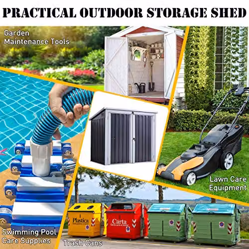 Outsunny Black Steel 2-Bin Rubbish Storage Shed – 6